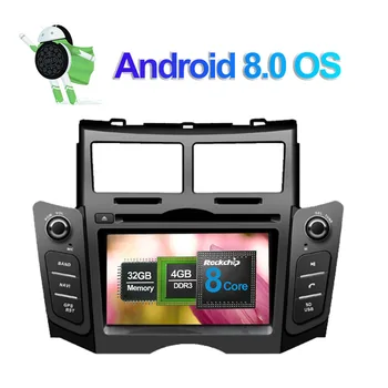 Android 8.0 Auto Rádio Stereo DVD Video Prehrávač Pre Toyota Yaris 2005 2006 2007 2008 2009 2010 2011 Bluetooth, GPS, Wifi,