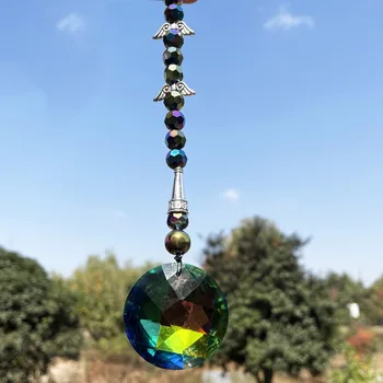 Čakra Quartz Prírodného Kameňa Crystal Suncatcher Kolo Uzdravenie Okno Ornament s Crystal Ball Drop Cencúľ Hranol