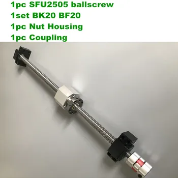 Ballscrew nastaviť SFU 2505 650 do 1000 mm s end obrábané + Ball nut + BK/BF20 koniec podpory + Matica Bývanie+Spojka na cnc časti