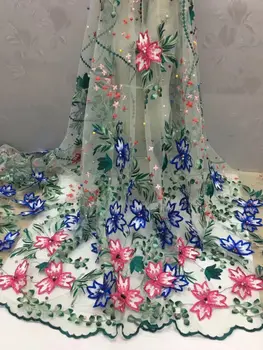 2018 francúzsky Vyšívané korálky oka Textílie, čipky multicolor Afriky Čipky Tkaniny Vysokej Kvality Guipure čipky pre Nigéria čipky svadbu