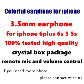 Vysoká kvalita 500pcs/veľa Farebné 3,5 MM in-ear slúchadlá earset slúchadlá s diaľkovým mic ovládanie hlasitosti pre iphone 4 5 6 pre ipod