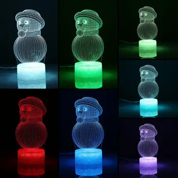 3D Ilúziu Lampa 7 Farieb Zmena Snehuliak Lampa S Smart Touch A Diaľkové Ovládanie 3D Nočné Svetlo Pre Chlapcov, Dievčatá Spálňa Decor