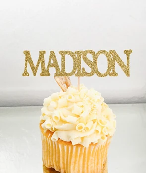Lesk Cupcake mulčovače vlastné meno narodeniny dekorácie, svadobné špáradlá Svadobné baby sprcha party decor
