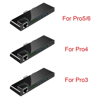 Plug And Play RJ45 Multifunkčné Mini Led ABS TF 4K USB Hub Dokovacej Stanice Adaptér Lan Ethernet Port Pre Povrchovú Pro 6