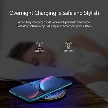 MOOL 10W Qi Bezdrôtovú Nabíjačku Mobilného Telefónu, LED Svetlo, Rýchle Nabíjanie Dock Pad pre iPhone Samsung Huawei