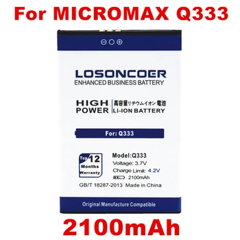 LOSONCOER 2100mAh Q333 Batérie pre micromax Q333 batérie Telefónu