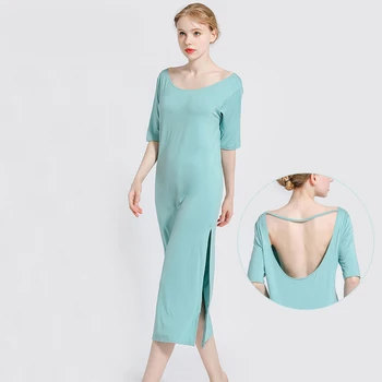 Dámske Letné Modálne Sexy Nightdress Krátky Rukáv Plus Veľkosť Voľné Farbou Backless Sleepwear Domov Dlhú Služby Nighties