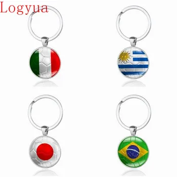 100ks Nové 2018 Futbal Auto Keychain Keyring Pre Španielsko Taliansko Japonsko Brazília Austrália Kamerun Chorvátsko Uruguaj Vlajky