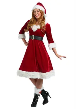 Miss Santa Claus Kostým Dámske Pani Otec Vianoc Vianoce Maškarný Oblečenie V051
