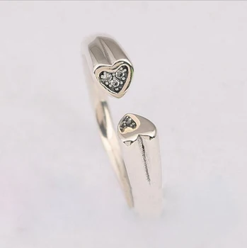 925 sterling silver valentines darček a mi Srdce kapely zapojenie otvorte nastavenie módu jedinečný srdce kapely strieborný prsteň