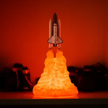 Kreatívne 3D Tlač Raketoplánu Lampa USB Nabíjateľné Rocket Lampy, Nočné Svetlo Priestor Pre Milovníkov domáce Dekorácie