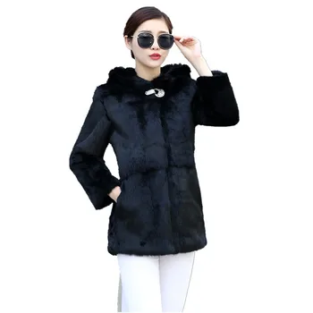 Skutočné kožušinový kabát žien na plný pelt králik kožušiny bunda s kožušinou kapota zimná srsť srsť doprava Zadarmo na mieru veľká veľkosť F991