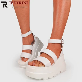 RIBETRINI In Nové Žien Platformu Letné Topánky Ženy Hrubé Dno Vysoké Kliny Sandále Značky Dizajn Bežné Pracka Sandále