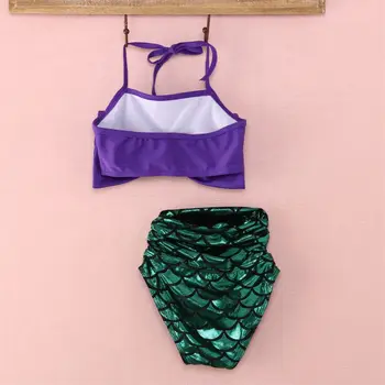 Fialová Morská Víla Bikini Set Deti Baby Girl Plavky, Plavky Biquini Dojčenské Plávanie Kostýmy Swimmable Plavky Plážové Oblečenie
