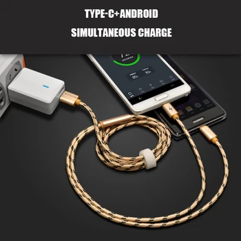2 v 1, Rýchle Nabíjanie kábel, Android Typu C konektor Micro USB Rýchle nabíjanie kábel pre samsung huawei honor redmi