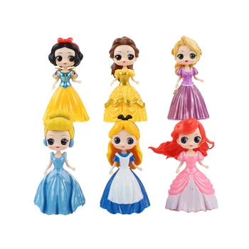 6pcs/set Princezná Q Posket Snow White Morská víla Belle Zamotaný Princezná Meniť Oblečenie Šaty PVC Obrázok Model Hračky