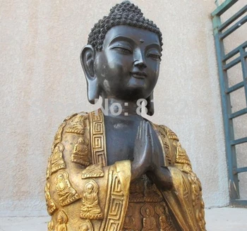 Bi001356 Tibete Budhizmus Chrámu Klasická Pozlátený Bronz Šákjamuni Tathagáta budha socha