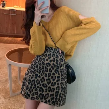 Sukne Ženy Harajuku Leopard Vintage Ríše Sexy Mini Dámy Strany Clubwear Nadrozmerná 3XL Elegantné A-line kórejský Trendy Femme Faldas