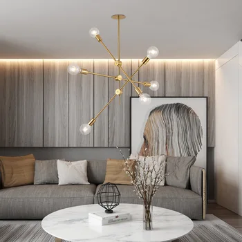 Nordic Jednoduché E27 Prívesok Svetlo Tvorivé Lineárne DIY Pokovovanie Gold Prívesok Lampa Moderného Štýlu Osvetlenie pre Jedáleň