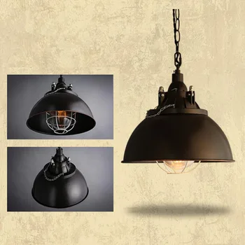 Vintage Kovaného Železa Veko Prívesok Svetlá Čierna Priemyselné Strop Prívesok Lampy Loft Svietidlo Pre Reštaurácia Kuchyňa