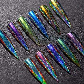 SPLNENIE CEZ Lesk na Nechty Holografické Dip Prášok Svieti Laserové Zrkadlo Leštenie Chrome Pigmenty Nail Art Dekorácie