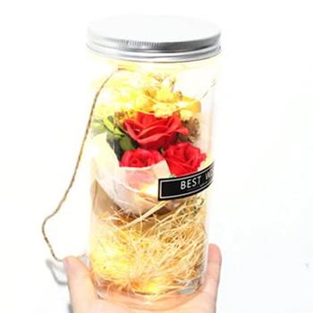 Mydlo Kvet Svietidla Váza Rose v Banková LED Ruže Kvet Svetlo, Deň matiek, Deň svätého Valentína Darček XH8Z