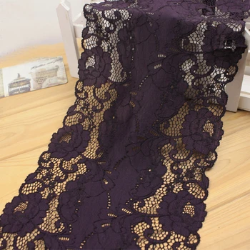 3M/veľa 19.5 cm široký black deep purple stretch čipky hobby ručné sukne zabalené hrudníka šaty čipkou trim AC853
