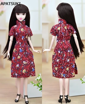 Unikátny Bábika Príslušenstvo Ručné Šaty Pre Barbie Cheongsam Čínske Tradičné Šaty Vestido Kvet Qipao Večerné Šaty