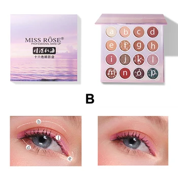 Vysoká Kvalita MISS ROSE tvoria Krásne Eyeshadow Palety Očných Tieňov 16 Farieb