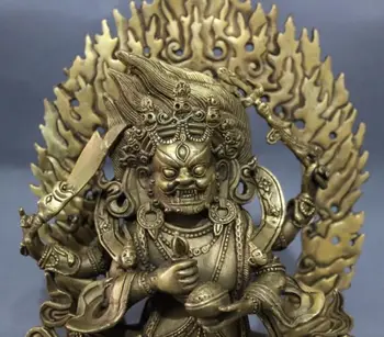 Remeslá socha Tibete Budhizmus Fane Strieborné 6 Zbrane Shiva Mahakala Hnevom Božstvo Sochu Budhu