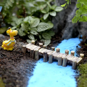 Sivá Žltá Drevený Most Miniatúrne Rozprávkové Figúrky Živice Bonsai Micro Krajiny DIY Remesiel Rozprávková Záhrada Miniatúry Dekorácie