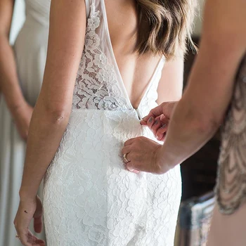 Čipky Svadobné Šaty tvaru Jednoduché Svadobné Šaty Lacné Pláži Svadba Dressses Pre Ženy 2020 Backless Romantický Rýchle dodanie