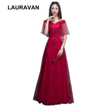 čipky vintage ramena loď krku víno červené burgundské bridesmaid, šaty družičky party šaty veľkosť dlho z číny