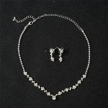 Strieborný Tón Crystal Tenis afriky šperky, Náušnice, sety svadobné šperky náhrdelník bridesmaid, šperky sady pre ženy náhrdelník