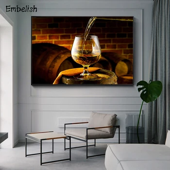 Embelish 1 Ks Pivo A Víno Sklo Kuchyňa Decor Nástenné Plagáty Moderného Domova Obrázky Pre Obývacia Izba HD Plátne Obrazy