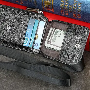 Prenosné pravej Kože RFID Blokovanie Business ID Kreditnej Karty Držiteľ ozdobná šnúrka na uniforme Kabelke Peňaženku