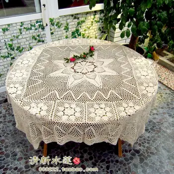 Doprava zadarmo Béžovej bavlny háčkované obrusy pre jedálenský stôl výrez prekrytie s hviezdy, kvety, výzdoba stola kryt