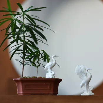 Čínsky Moderná Keramika Biely Žeriav Ploche Ornament Tvorivé Zvierat Socha Veranda, Obývacia Izba Dekorácie Garden Bonsai Remeslá