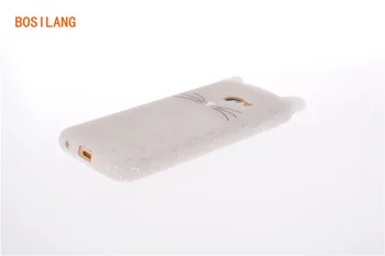 Bosilang Roztomilý 3D Fúzy Mačka Lesk Prášok Mäkké Silikónové Telefón puzdro pre Samsung Galaxy A3 2016