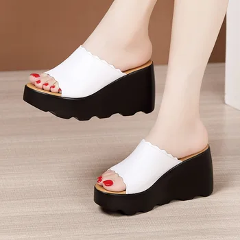 BEYARNE 8 cm Vysokým Podpätkom Letné Sandále Ženy Klinové Podpätky, Topánky Platformu Módne Otvorené Prst Dámy Slingback Sandál