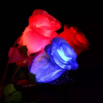 Romantický Farebné LED Víla Rose Umelé Kvety pre priateľka Valentína Darček Svadobné Party Domáce Dekorácie