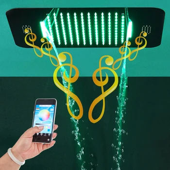 Termostatické Sprchové Kohútikov Hudby Showerheads Zrážok LED Sprcha Strop Sprcha Zmiešavač Mosadzný Ventil Sprchové Súpravy