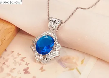 Nové Módne Trendy Šperkov Kolík setting užívať Modré Crystal kameň 925 Sterling Silver Prívesok pre ženy Loptu Príslušenstvo P265