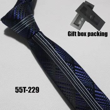 Lingyao dizajnér Panel kravatu Mužov Luxusné kráľovská modrá kravata s bielymi pruhmi & plaids