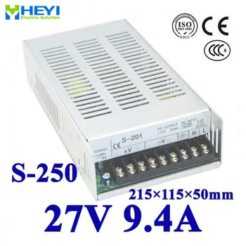 Jeden výstup prepínanie napájania 27V 9.4 100~120V/200~240V AC príkon LED napájacie 250W 27V transformer