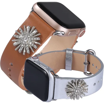 Kožené popruhy pre Apple hodinky série 5/4/3/2/1 Snowflake diamantový náramok blikajúce kapela pre Iwatch 5/4/3 nahradenie náramok