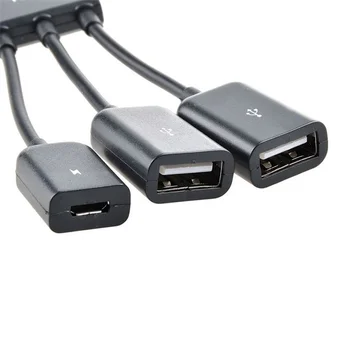 50pcs/lot* 3 v 1 micro usb OTG Hub Konektor Kábla Spliter 3 Portu Micro USB Napájací Nabíjania, Nabíjačka Pre MP3 DVD
