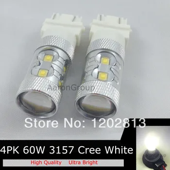 Doprava zadarmo 2ks Super White 60W Vysoký Výkon 3157 Cree-XB-D Čipy LED Žiarovky DRL Brzdy Záložné Svetlá