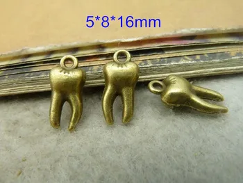 90 Úžasné Zub Charms Antické Bronzové Tón 5*8*16 mm - Doprava Zadarmo