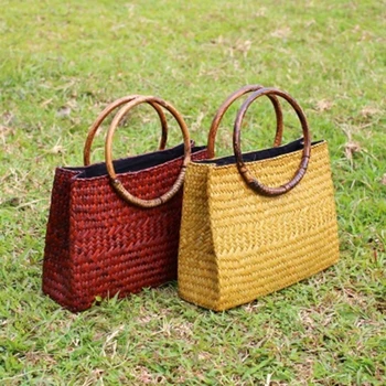 2020 nové Thai verzia kabelka voľný čas cestovanie plážová taška žien taška čisto prírodné morské riasy, ručne tkané taška